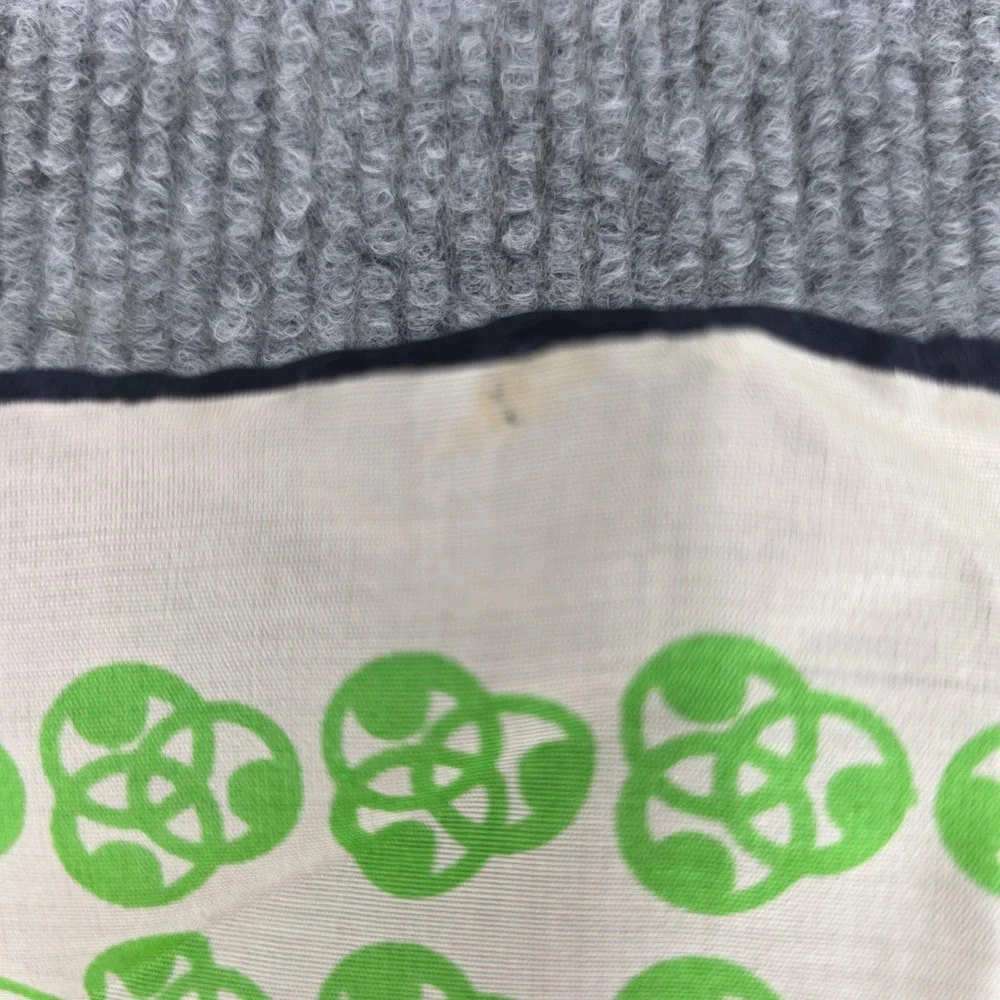 Jaeger Vintage Silk Scarf Made in Italy Green Navy Blue Geometric Square 26x26